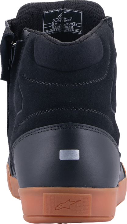 Alpinestars Chrome waterproof shoes in black and brown, US 12.5, with sturdy leather construction and reinforced soles.