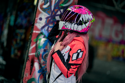 Bill's Exhausts ICON Women's Airform Retro Jacket in coral, XS, featuring a stylish vintage-inspired design and lightweight fabric.