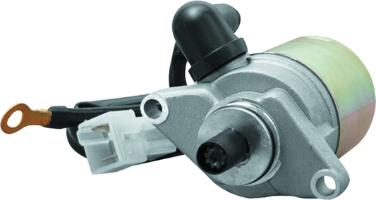 QuadBoss 495774 Powersports motor starter for Polaris Outlaw 50 and Predator 90 ATV, showing the compact black starter motor.