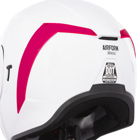 Bill's Exhausts ICON Airform™ Rear Spoiler in Dayglo Red for helmets, showcasing its aerodynamic design and vibrant color.