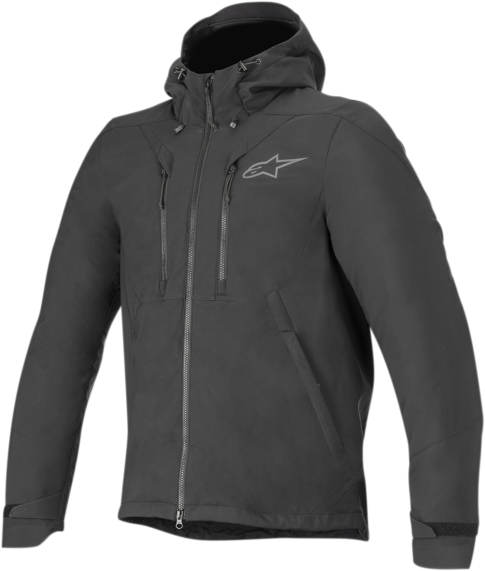 Alpinestars Domino Tech Jacket in black, 3XL, showcasing the durable motorcycle jacket with detailed stitching and branding.