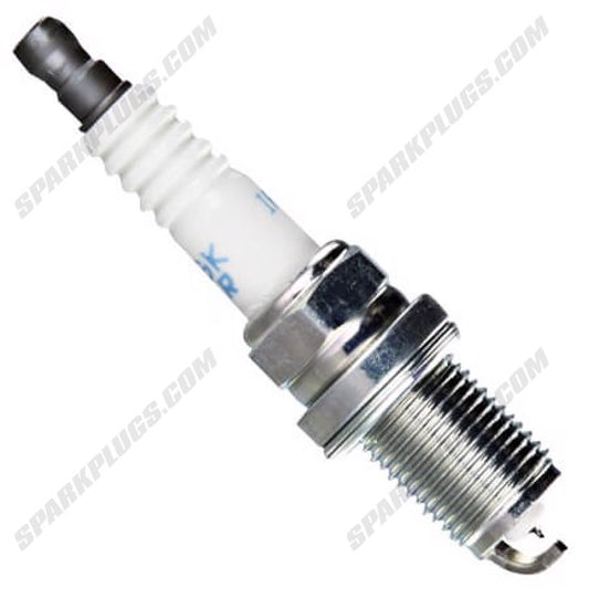 NGK IFR6L-11 Laser Iridium Spark Plug showing the metal electrode and ceramic insulator for automotive ignition systems.