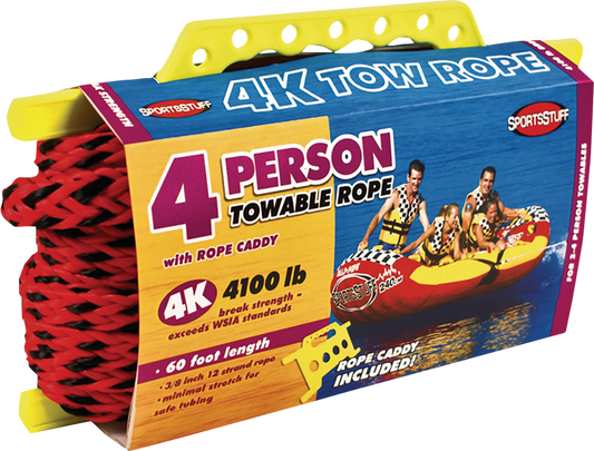Bill's Exhausts AIRHEAD SPORTS GROUP 4-Rider Water Tow Rope, durable nylon with handles for water sports and towing activities.