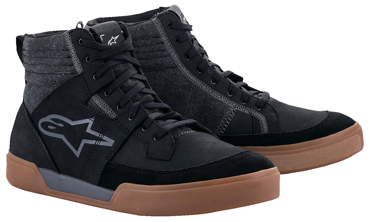 Black, gray, and brown Alpinestars Ageless Shoes in US size 10.5, showcasing stylish design and durable leather construction.