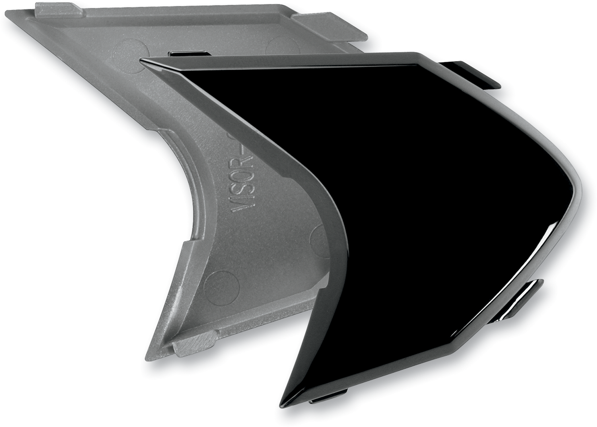 Black ICON Variant™ side plates for helmets, compatible with Bill's Exhausts helmet parts, shown in a close-up image.