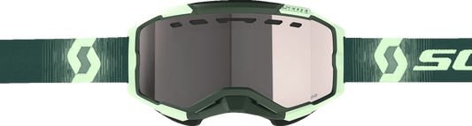 Scott Fury Snow Cross Goggle in dark green and mint with silver chrome enhancer, featuring a sleek snow sports design.