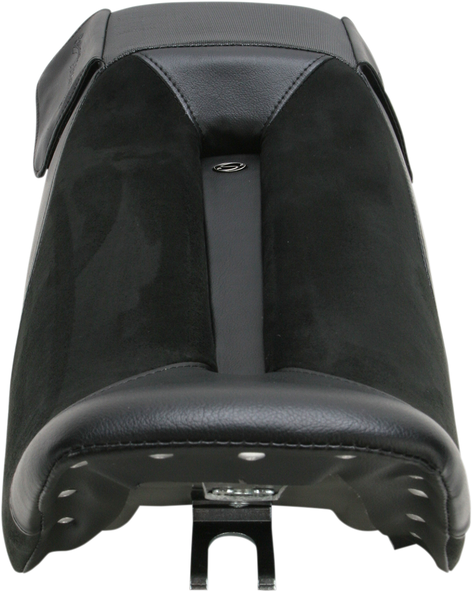 Bill's Exhausts Adventure Seat for KLR 650 motorcycle, durable black seat with textured surface and ergonomic design.