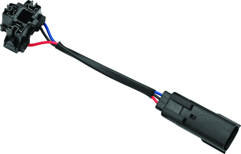 Kuryakyn headlight wiring adapter for Indian motorcycles, showing the black electrical connector and wiring components.