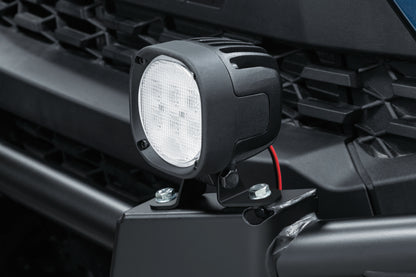 Kuryakyn Takrak driving light mounts for Polaris Ranger front bumpers, durable metal brackets for off-road lighting installation