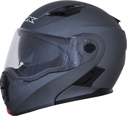 Frost gray AFX FX-111 motorcycle helmet in medium size, featuring a sleek design and clear visor for safety and style.