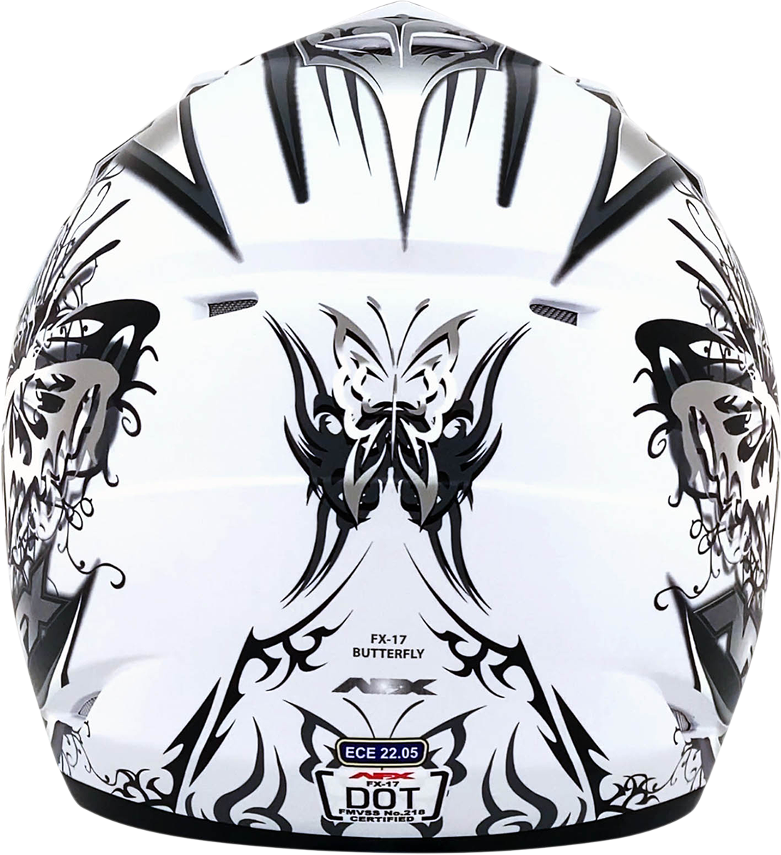 Matte white AFX FX-17Y Butterfly helmet in small size, featuring a sleek aerodynamic design and secure chin strap.