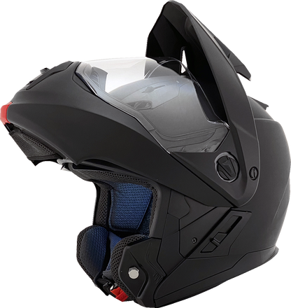 Matte black AFX FX-111DS motorcycle helmet in medium size with clear face shield and ventilation vents.