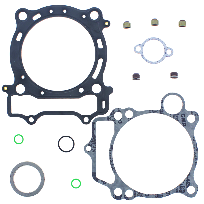 QuadBoss Yamaha YFZ450 top end gasket set for powersports engines, showing the gasket components in the image.