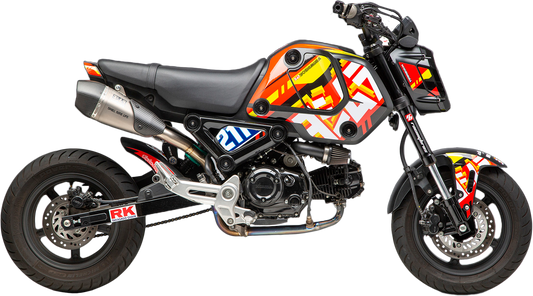 YOSHIMURA P7 TLD HON graphic kit with custom racing graphics and 54 logo on a motorcycle.