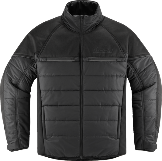 Bill's Exhausts ICON Ghost Puffer Jacket in black and charcoal, 3XL, shown with quilted design and front zipper closure.
