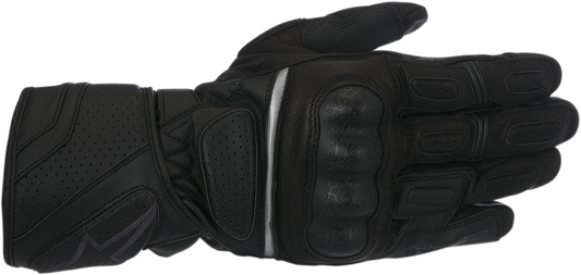 Alpinestars SP-Z Drystar® motorcycle gloves in black, size 3XL, showing the textured leather and protective padding.