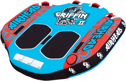 Colorful Airhead Griffin 2 towable water tube for water sports, designed for fun and adventure on the water.