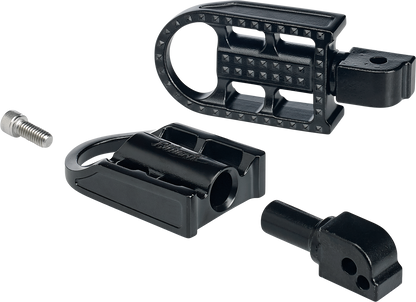 Black electroplated BILTWELL Mushman footpegs for motorcycles, designed for standard body mounting, with a durable metal finish.