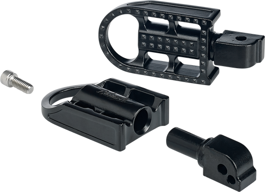 Black electroplated BILTWELL Mushman footpegs for motorcycles, designed for standard body mounting, with a durable metal finish.