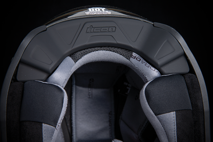 Black ICON Airflite™ Helmet in size medium, featuring a sleek design with vent openings and aerodynamic shape.