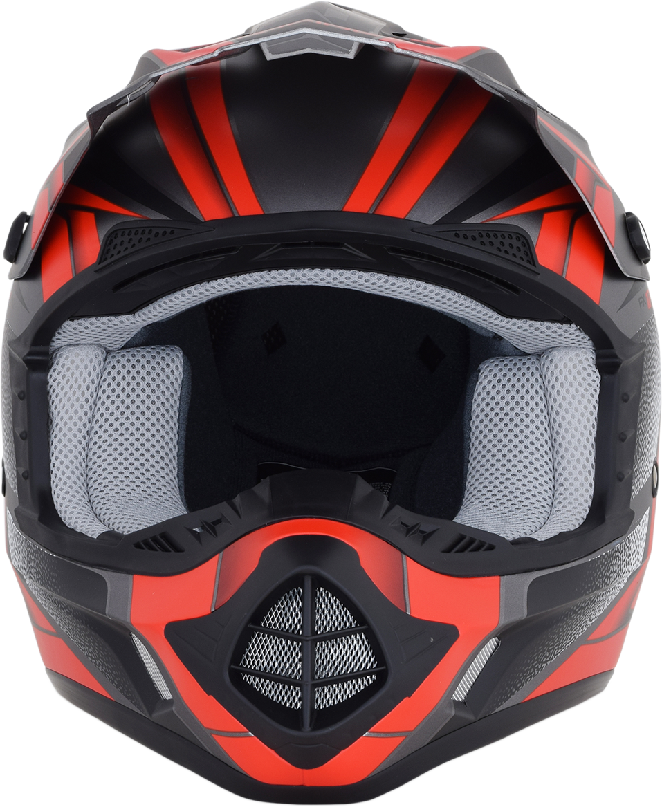 Bill's Exhausts AFX FX-17 motorcycle helmet in frost gray and red, medium size, featuring aerodynamic design and secure strap