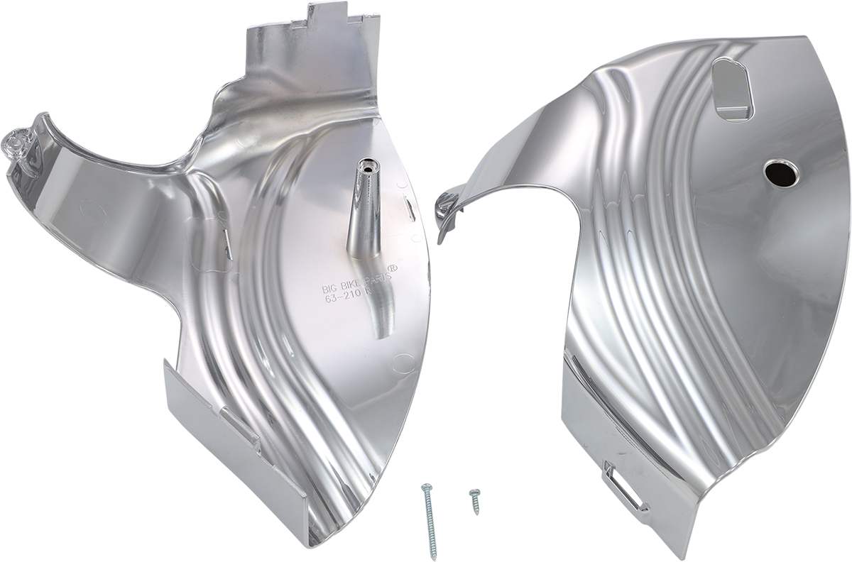 Bill's Exhausts SHOW CHROME engine neck covers 63-210 with chrome finish, designed for motorcycle engine protection and style.