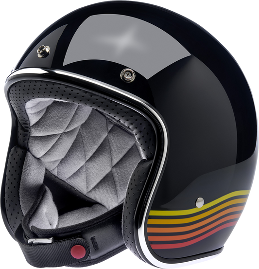 Gloss black Biltwell Bonanza helmet by Bill's Exhausts, large size, with smooth glossy finish and classic helmet shape.