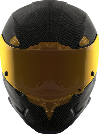 Bill's Exhausts ICON Airframe Pro™ helmet in carbon with yellow finish, large size, showcasing sleek motorcycle helmet design.