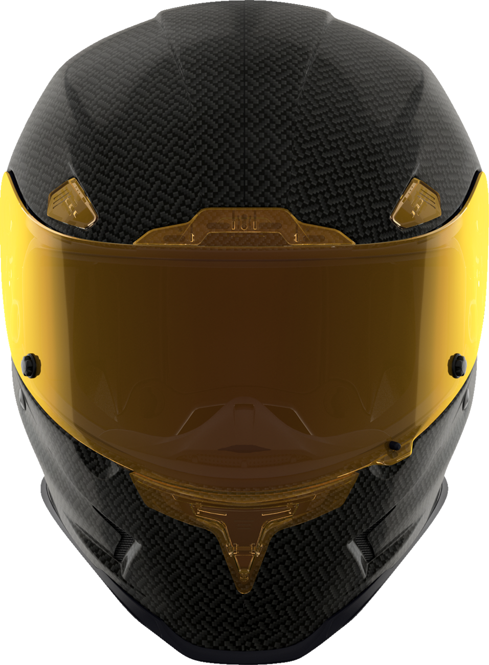 Yellow ICON Airframe Pro™ helmet in carbon fiber with XL size, featuring a sleek aerodynamic design and secure chin strap.