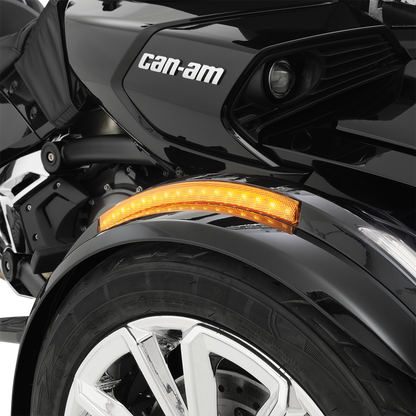 Bill's Exhausts SHOW CHROME LED front fender light in amber for engine with sleek, compact design and chrome finish.