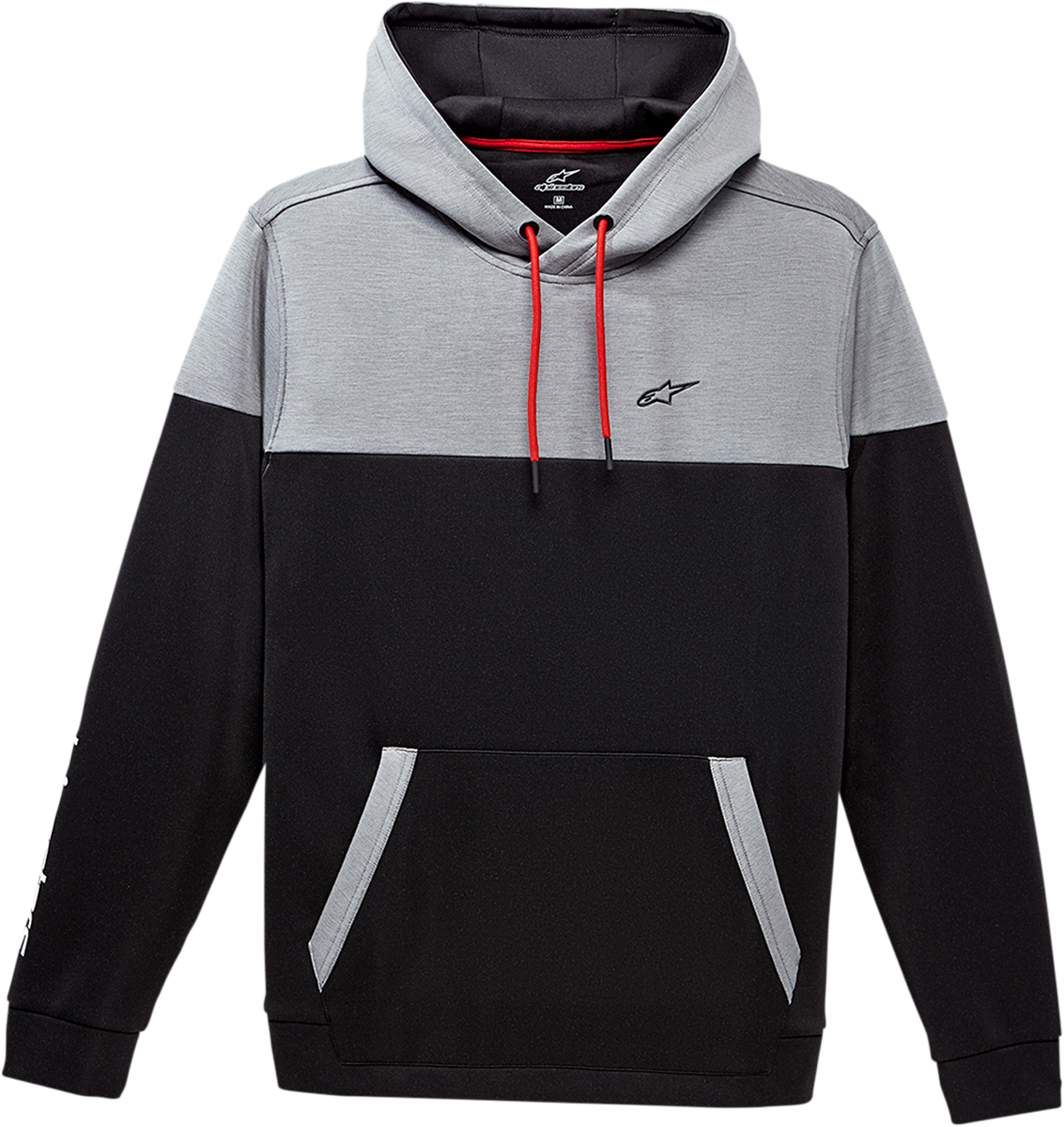 Black Alpinestars Focus Pullover Hoodie in large size, showing the front view with a hood and logo detail.