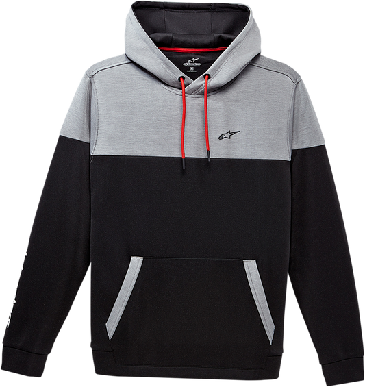 Black Alpinestars Focus Pullover Hoodie in large size, showing the front view with a hood and logo detail.