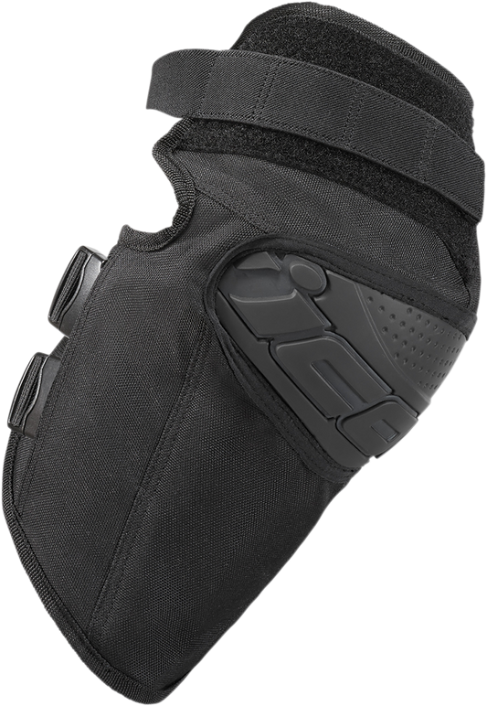 Bill's Exhausts ICON Field Armor Street Knee Protectors S/M guard showing padded knee guards and strap fastenings on black protective gear.