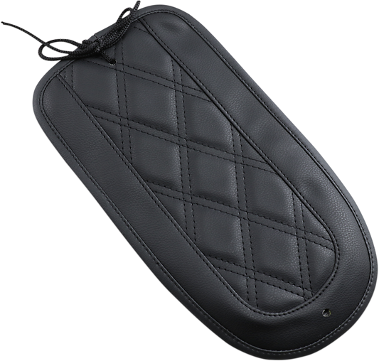 Bill's Exhausts SADDLEMEN Fender Chap for LS Solo Seat T8100-12-LS, featuring durable black leather with stitching detail on a motorcycle seat.