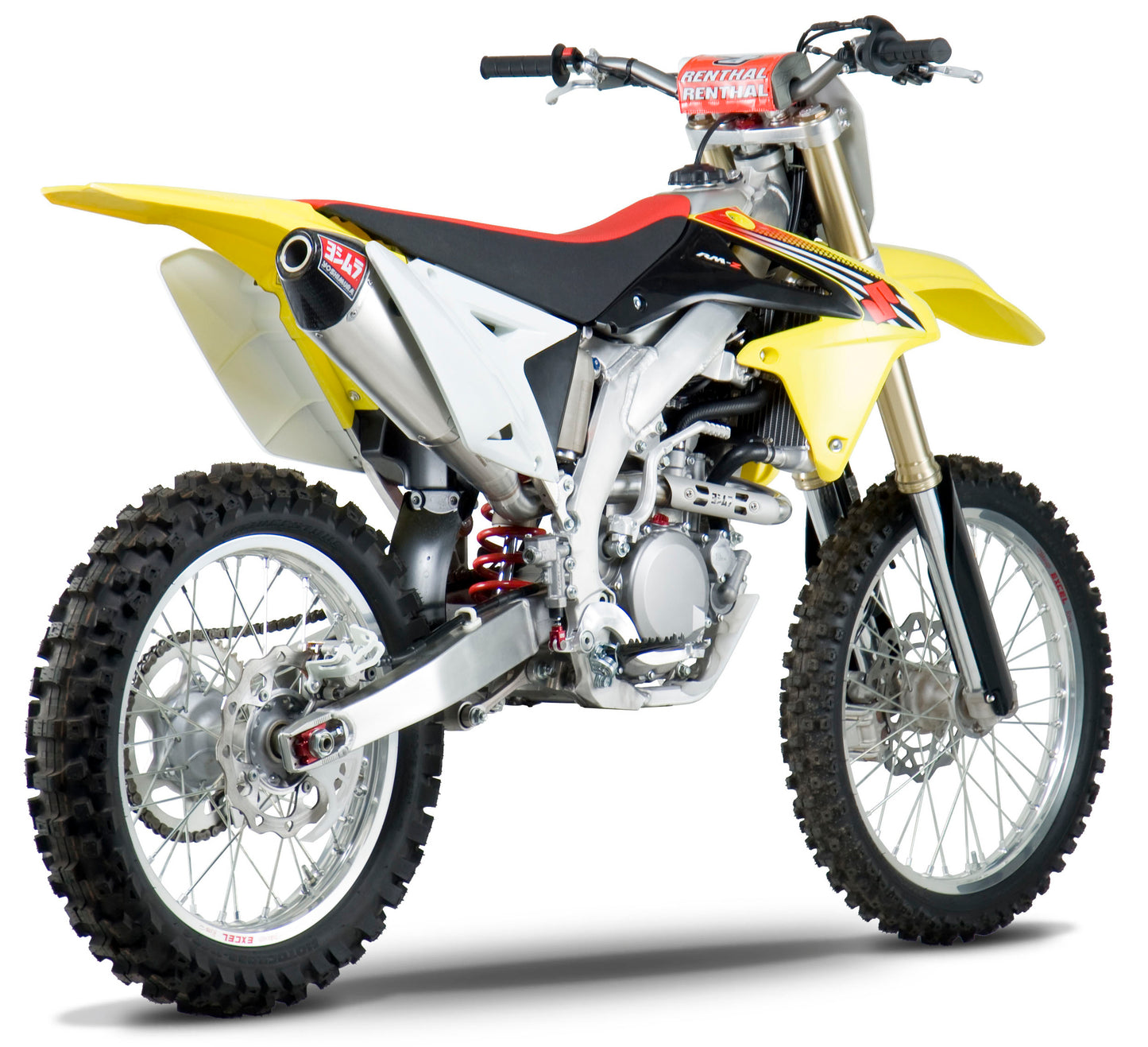 YOSHIMURA RS-4 exhaust system with stainless steel header and carbon fiber end cap, motorcycle exhaust components.