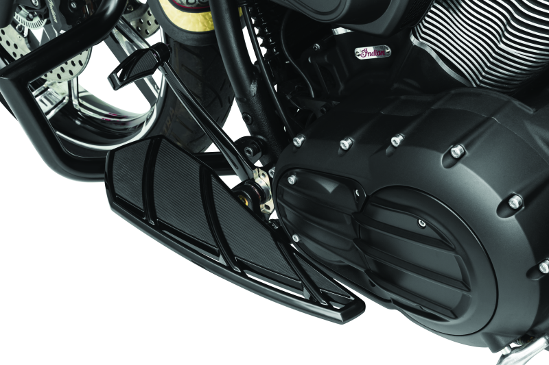 Kuryakyn Phantom Floorboards for Indian Motorcycles in black with part number 5771, showing sleek, durable footrest surfaces.
