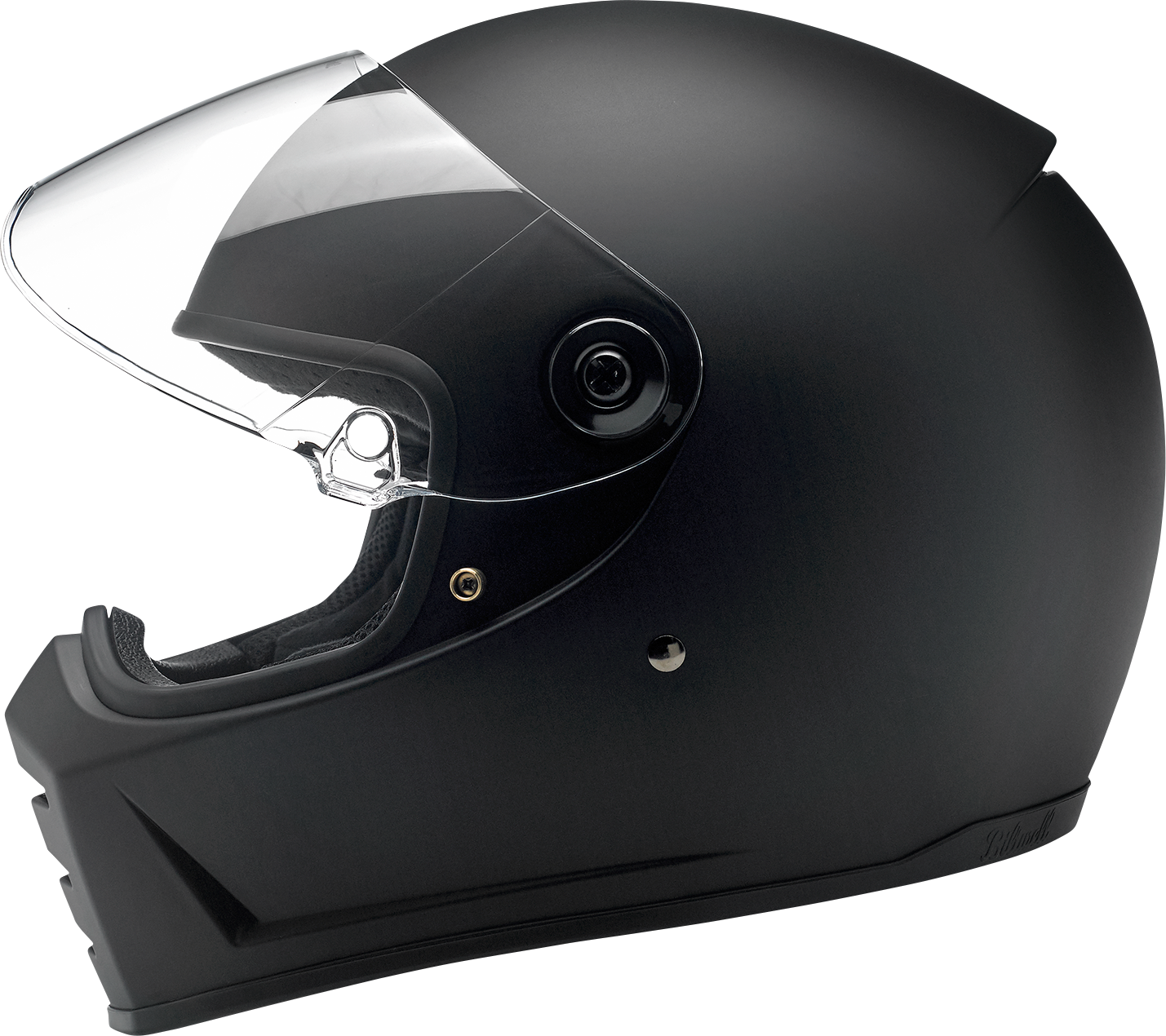 BILTWELL Lane Splitter helmet in flat black, 2XL size, showcasing its sleek motorcycle helmet design and matte finish.