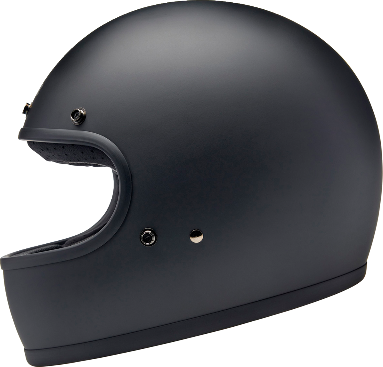 BILTWELL Gringo S helmet in flat black, XL size, showing the smooth matte finish and classic helmet shape.