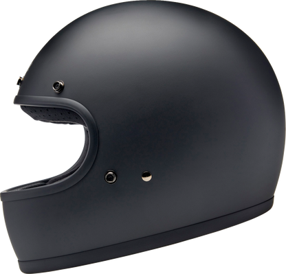BILTWELL Gringo S helmet in flat black, large size, showing smooth matte finish and classic motorcycle helmet shape.