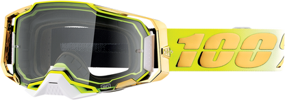 Bill's Exhausts 100% Armega Goggles in clear, with adjustable strap and ventilation for comfortable eye protection.