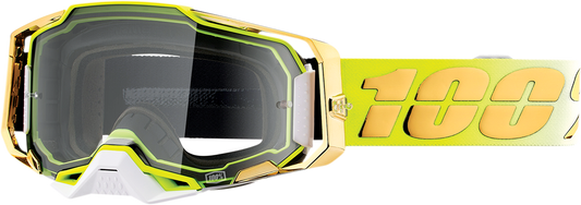 Bill's Exhausts 100% Armega Goggles in clear, with adjustable strap and ventilation for comfortable eye protection.