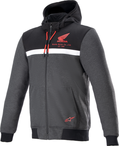 Bill's Exhausts ALPINESTARS Honda Chrome Street Hoodie in black, gray, and red, 2XL, featuring a stylish hoodie design.