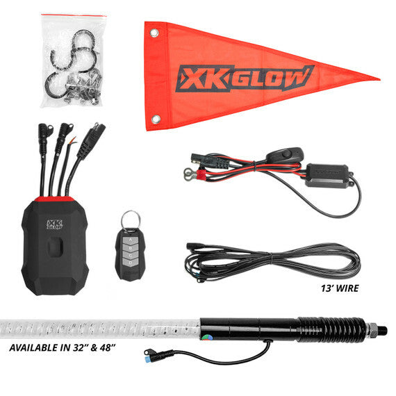 XK GLOW, XK GLOW MX-WHIPB-STA XKmax RGBW Whip Kit 48-Inch with 240 LED XKchrome Technology
