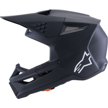 Alpinestars SM3 helmet in solid matte black, large size, featuring a sleek aerodynamic design and ventilation vents.
