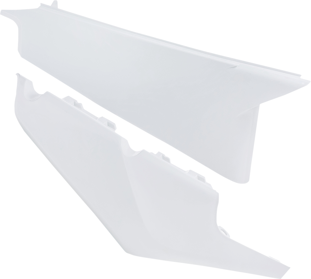 White Acerbis side panel vent for motorcycle body, designed for efficient airflow and stylish appearance.