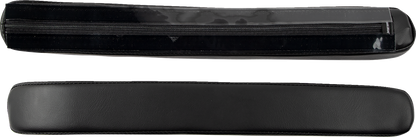 Black SHOW CHROME Kaliber Armrest Pads with black stitching for Slingshot 2015-2022, designed for engine protection and style.