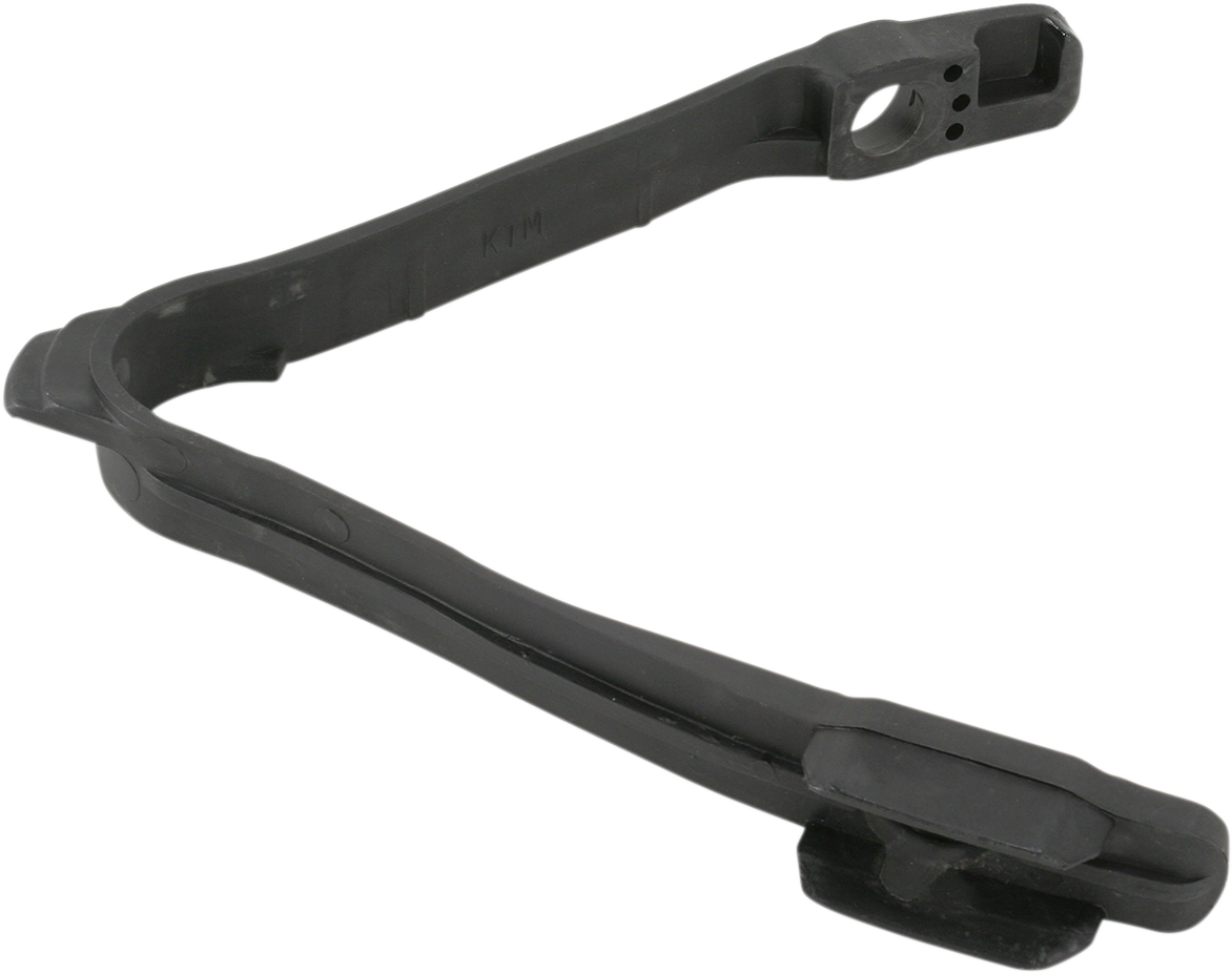 Black ACERBIS Chain Slider for KTM motorcycle, mounted on the bike's body, designed to protect the chain and swingarm.