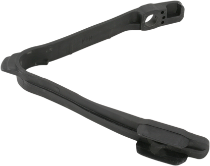 Black ACERBIS Chain Slider for KTM motorcycle, mounted on the bike's body, designed to protect the chain and swingarm.