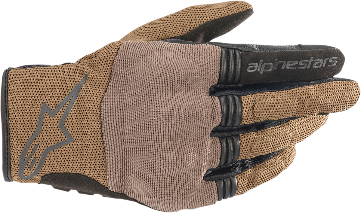 Alpinestars Copper Gloves in Teak color, size XL, showing durable leather and protective design for motorcycle riding.