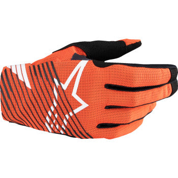 Alpinestars Radar Pro MX gloves in hot orange, large size, featuring reinforced knuckles and breathable fabric for motocross riding.